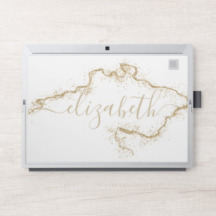 Elegant monogram white glitter Laptop skin