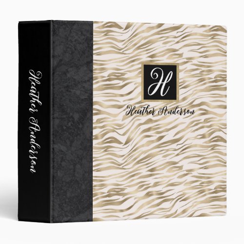 Elegant Monogram White Gold Script Binder