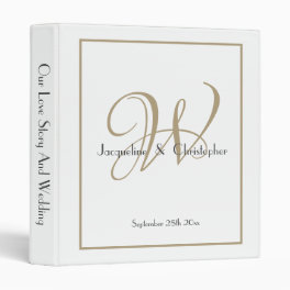 Elegant Monogram White & Gold Wedding Album 3 Ring Binder