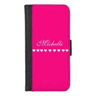 Elegant Monogram White Hearts Pink iPhone 8/7 Wallet Case