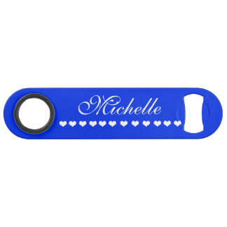 Elegant Monogram White Hearts Royal Blue Bar Key