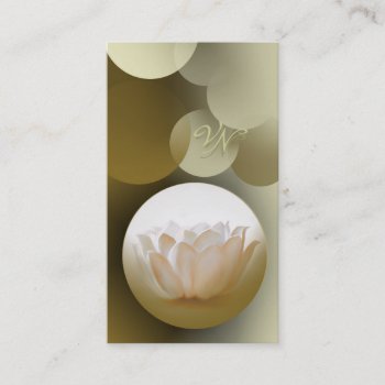Elegant Monogram White Lotus Buiseness Card by Avanda at Zazzle