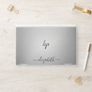 Elegant monogram white luxury foil Laptop skin
