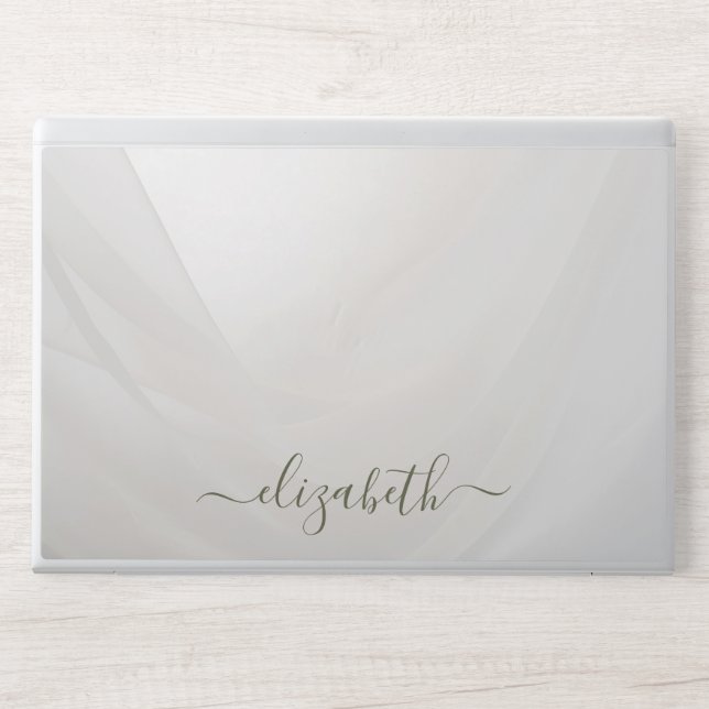 Elegant monogram white luxury foil Laptop skin (Front)