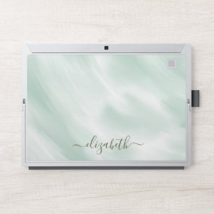 Elegant monogram white luxury foil Laptop skin