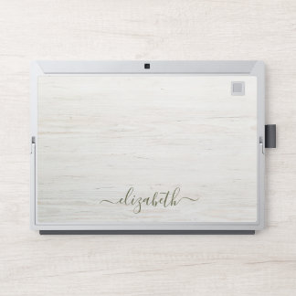 Elegant monogram white luxury foil Laptop skin