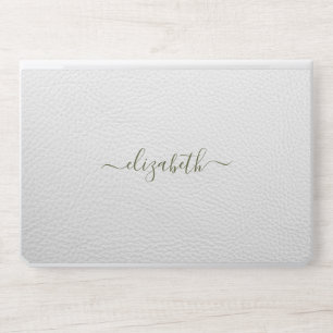 Elegant monogram white luxury foil Laptop skin