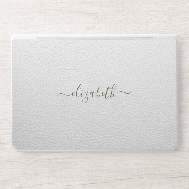 Elegant monogram white luxury foil Laptop skin (Front)