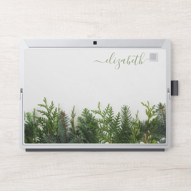 Elegant monogram white luxury foil Laptop skin (Front)