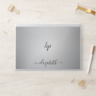 Elegant monogram white luxury foil Laptop skin