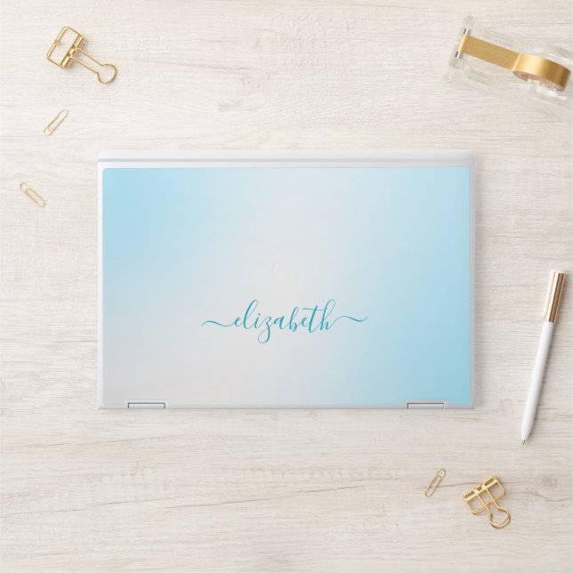 Elegant monogram white luxury foil Laptop skin (Desk)