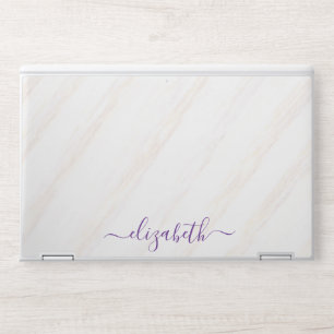 Elegant monogram white luxury foil Laptop skin