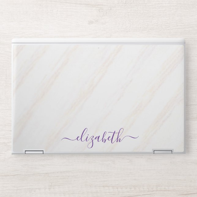 Elegant monogram white luxury foil Laptop skin (Front)