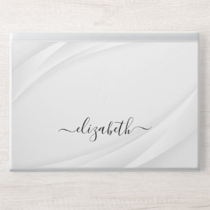 Elegant monogram white luxury foil Laptop skin