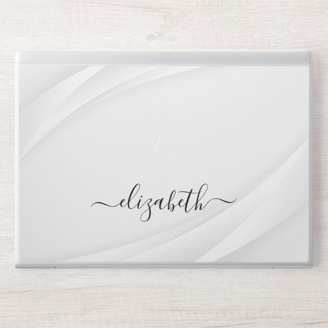 Elegant monogram white luxury foil Laptop skin (Front)