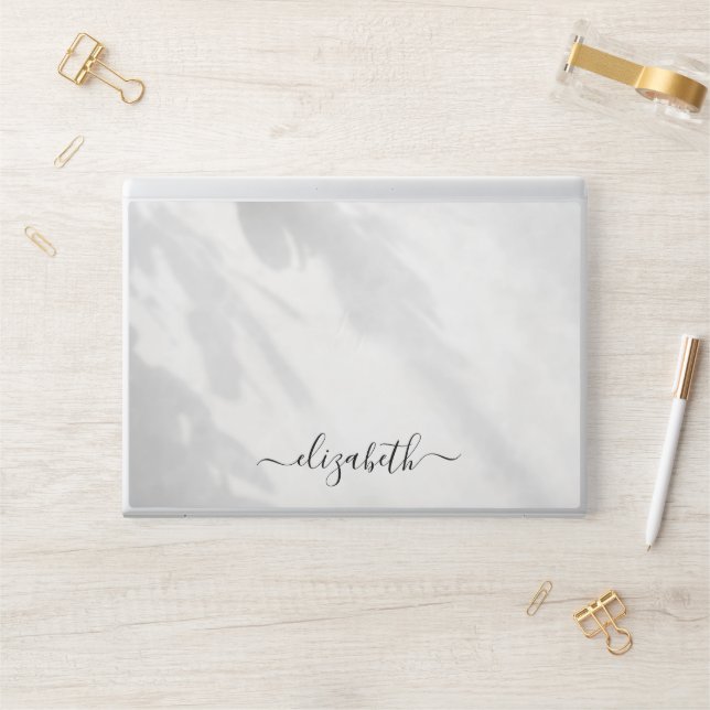 Elegant monogram white luxury foil Laptop skin (Desk)