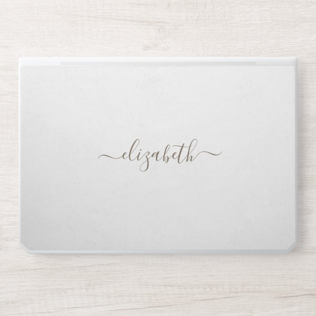 Elegant monogram white luxury foil Laptop skin (Front)