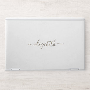 Elegant monogram white luxury foil Laptop skin