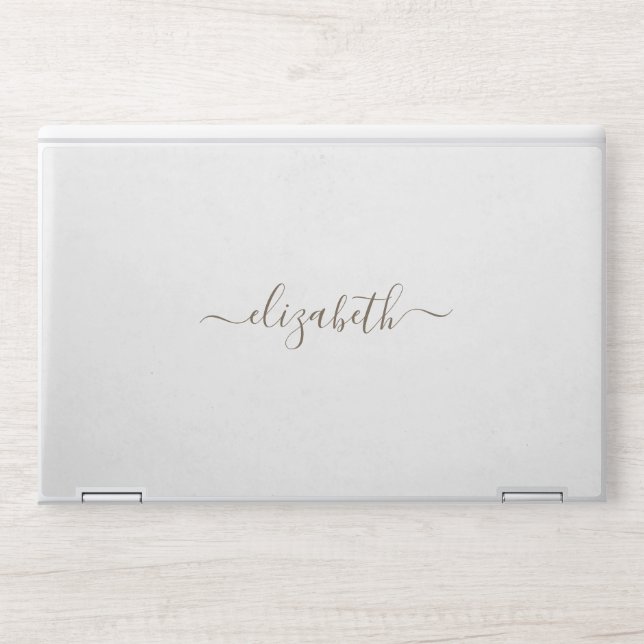 Elegant monogram white luxury foil Laptop skin (Front)