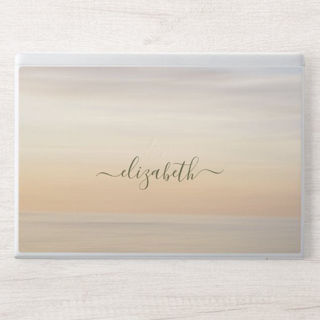 Elegant monogram white luxury foil Laptop skin (Front)