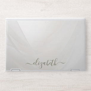 Elegant monogram white luxury foil Laptop skin