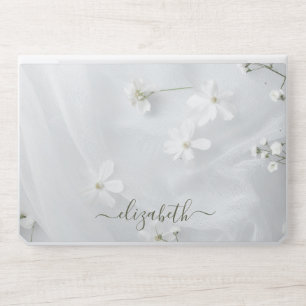 Elegant monogram white luxury foil Laptop skin