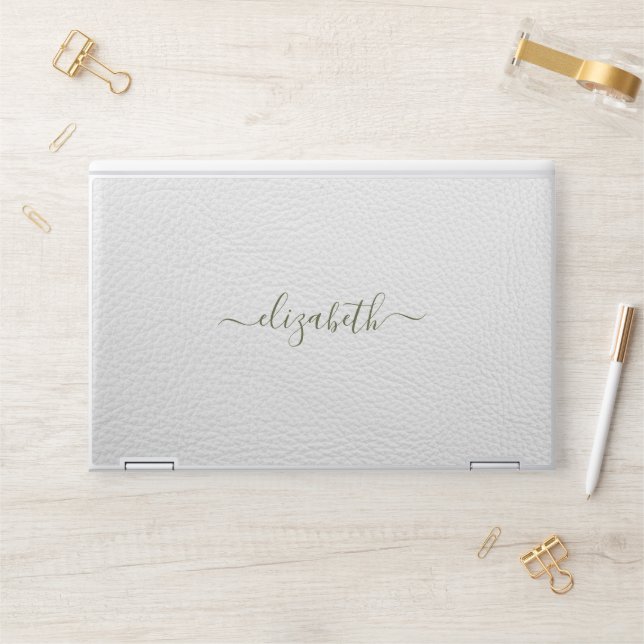 Elegant monogram white luxury foil Laptop skin (Desk)