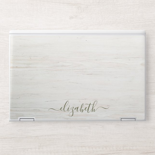 Elegant monogram white luxury foil Laptop skin (Front)
