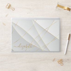 Elegant monogram white luxury foil Laptop skin