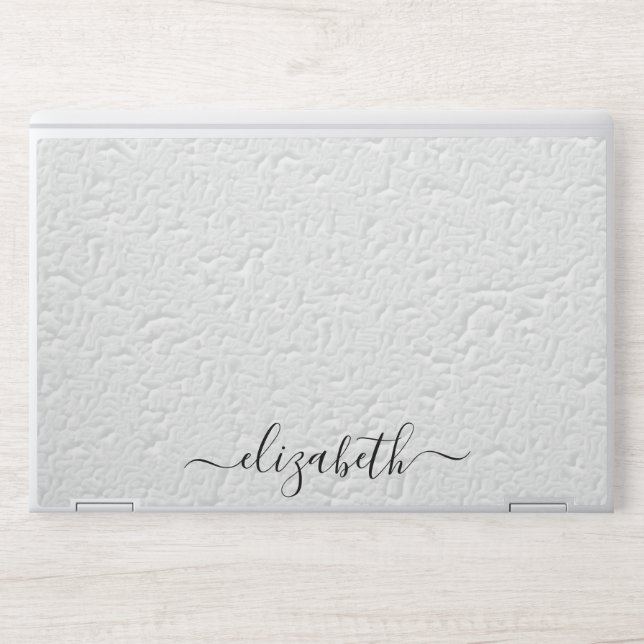 Elegant monogram white luxury foil Laptop skin (Front)