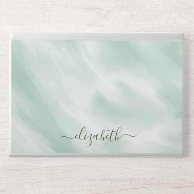 Elegant monogram white luxury foil Laptop skin (Front)