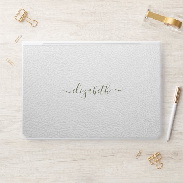 Elegant monogram white luxury foil Laptop skin (Desk)