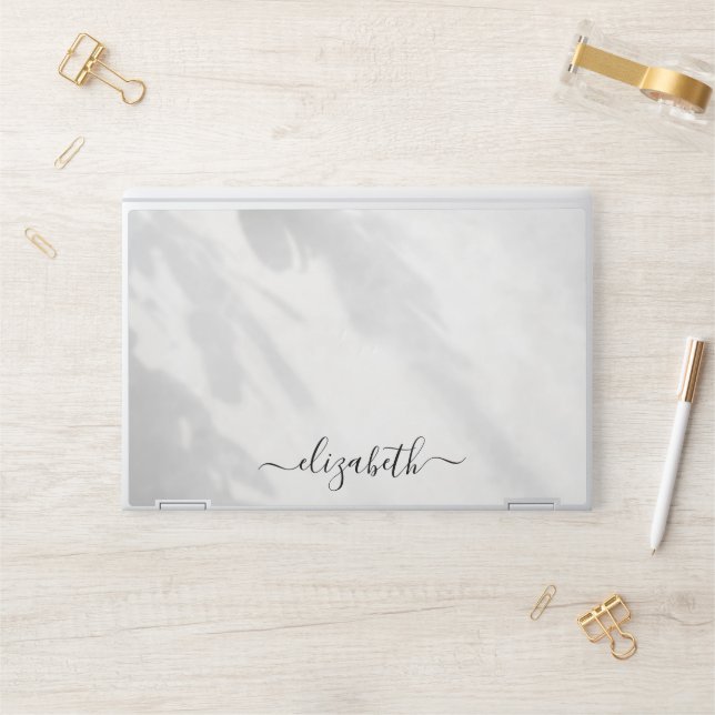 Elegant monogram white luxury foil Laptop skin (Desk)