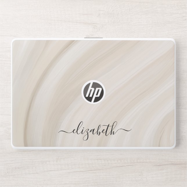 Elegant monogram white luxury foil Laptop skin (Front)