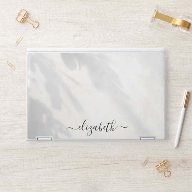 Elegant monogram white luxury foil Laptop skin (Desk)