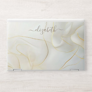 Elegant monogram white luxury foil Laptop skin