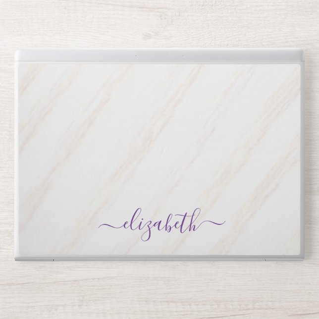 Elegant monogram white luxury foil Laptop skin (Front)
