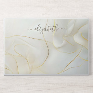 Elegant monogram white luxury foil Laptop skin