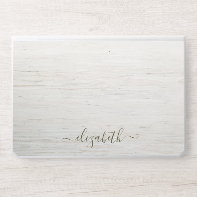 Elegant monogram white luxury foil Laptop skin (Front)