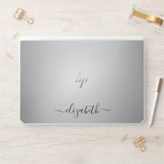 Elegant monogram white luxury foil Laptop skin