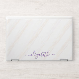 Elegant monogram white luxury foil Laptop skin