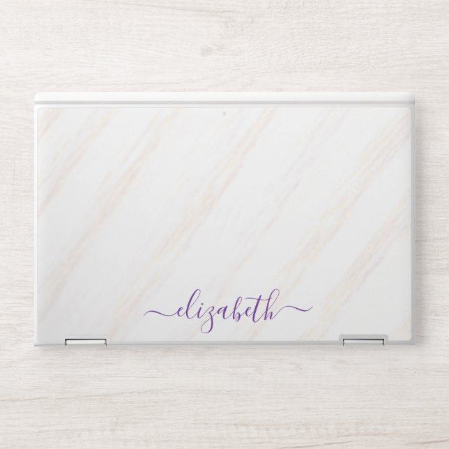 Elegant monogram white luxury foil Laptop skin (Front)