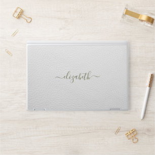 Elegant monogram white luxury foil Laptop skin