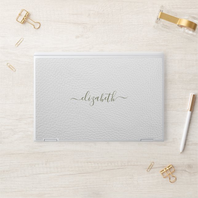 Elegant monogram white luxury foil Laptop skin (Desk)