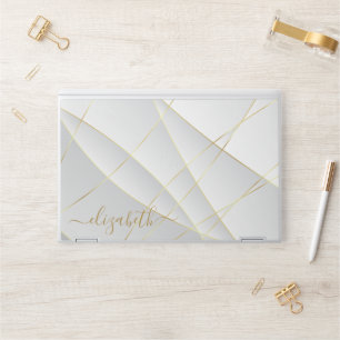 Elegant monogram white luxury foil Laptop skin