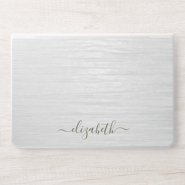 Elegant monogram white luxury foil Laptop skin (Front)