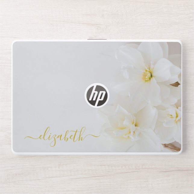  Elegant monogram white luxury foil Laptop skin (Front)