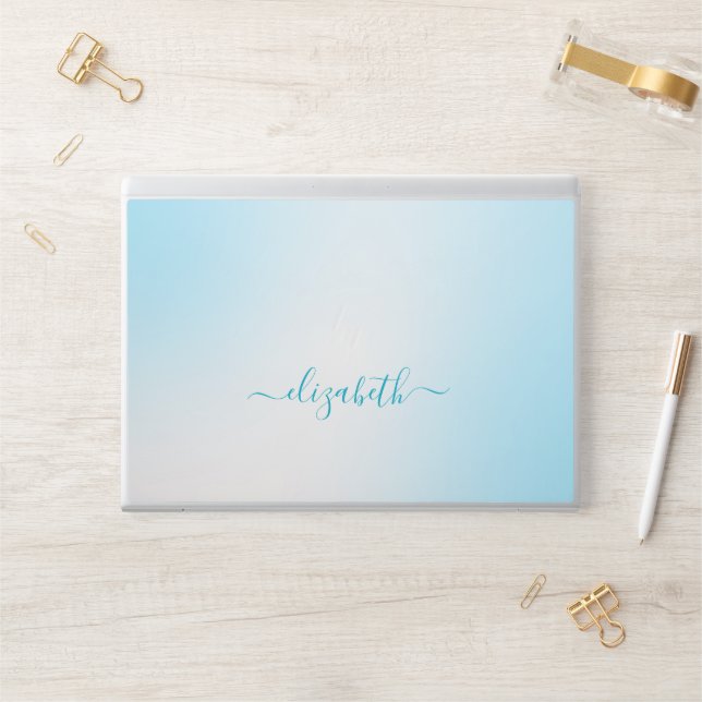 Elegant monogram white luxury foil Laptop skin (Desk)