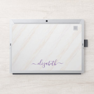 Elegant monogram white luxury foil Laptop skin