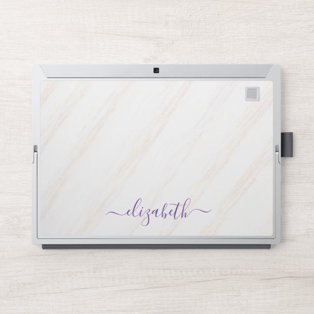 Elegant monogram white luxury foil Laptop skin (Front)